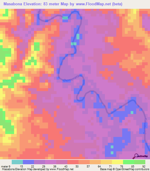 Masabona,Guyana Elevation Map