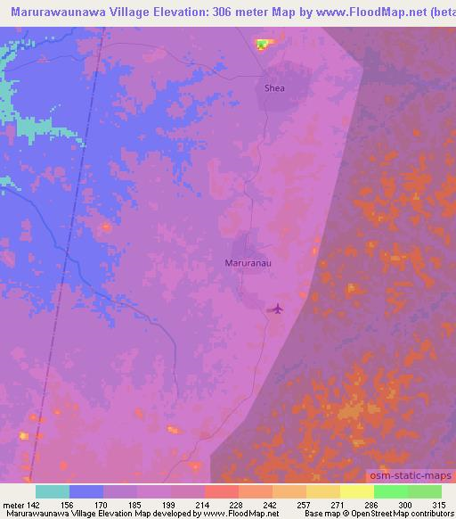 Marurawaunawa Village,Guyana Elevation Map