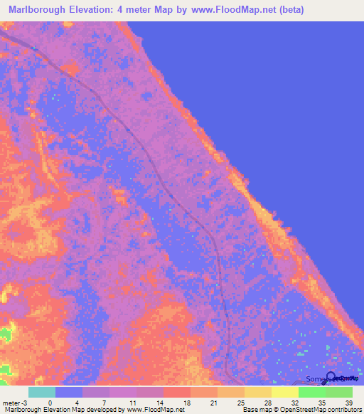 Marlborough,Guyana Elevation Map