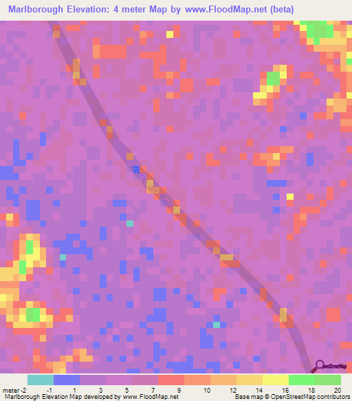 Marlborough,Guyana Elevation Map