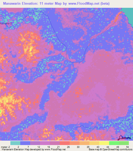 Manawarin,Guyana Elevation Map