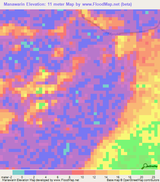 Manawarin,Guyana Elevation Map