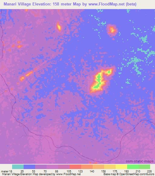 Manari Village,Guyana Elevation Map