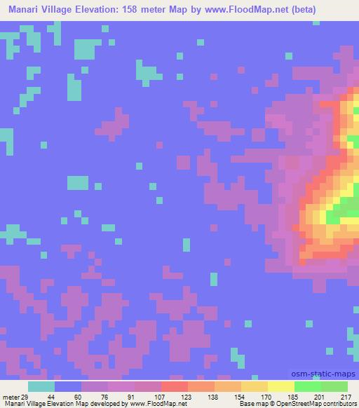 Manari Village,Guyana Elevation Map