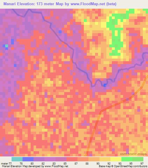 Manari,Guyana Elevation Map