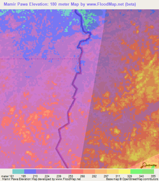 Mamir Pawa,Guyana Elevation Map