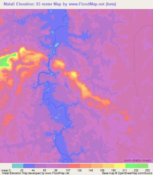 Malali,Guyana Elevation Map