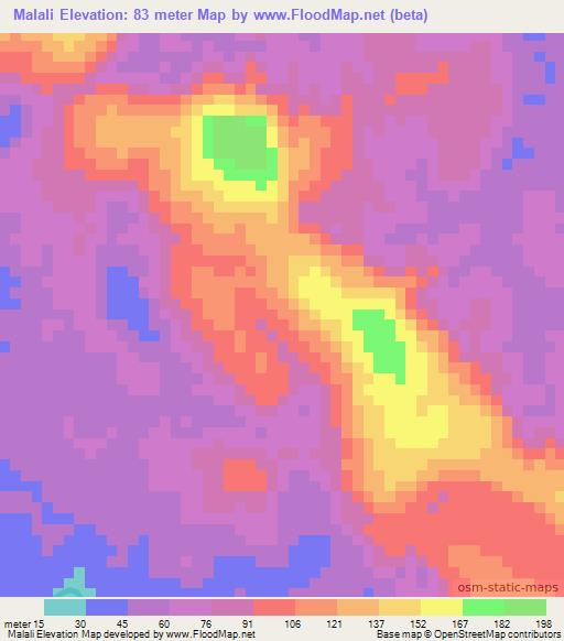 Malali,Guyana Elevation Map