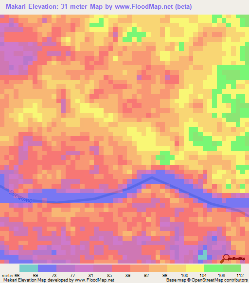 Makari,Guyana Elevation Map