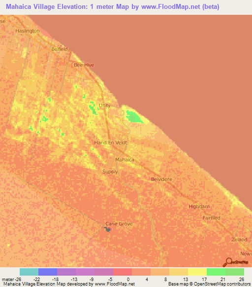 Mahaica Village,Guyana Elevation Map