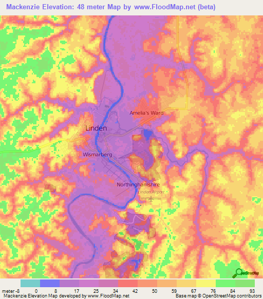 Mackenzie,Guyana Elevation Map