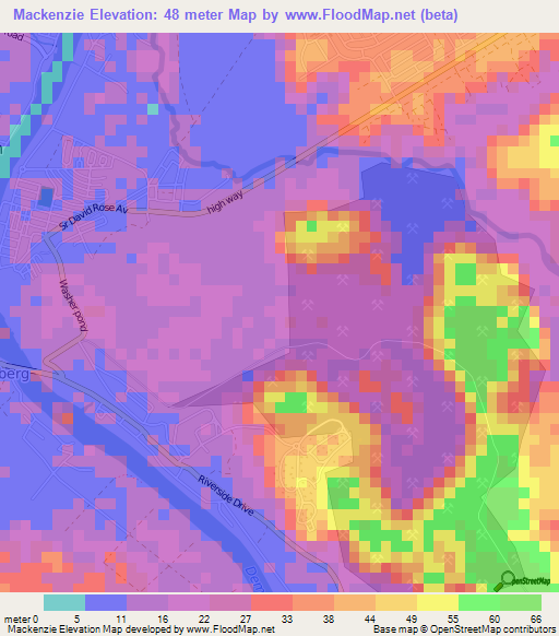 Mackenzie,Guyana Elevation Map