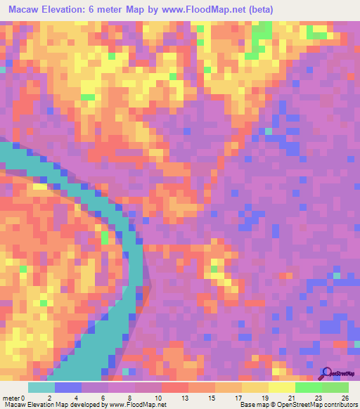 Macaw,Guyana Elevation Map