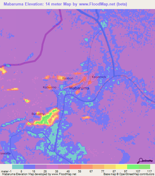 Mabaruma,Guyana Elevation Map