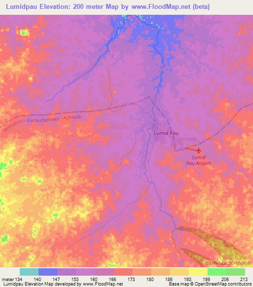 Lumidpau,Guyana Elevation Map