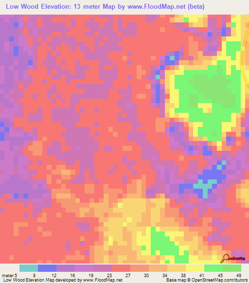 Low Wood,Guyana Elevation Map