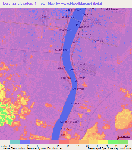 Lorenza,Guyana Elevation Map