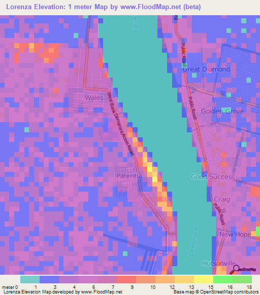 Lorenza,Guyana Elevation Map