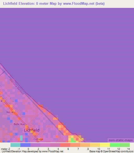 Lichfield,Guyana Elevation Map