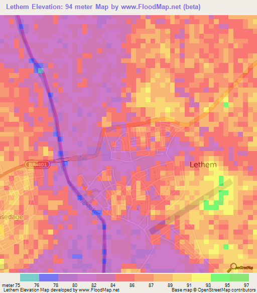 Lethem,Guyana Elevation Map