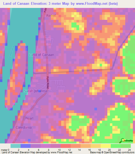 Land of Canaan,Guyana Elevation Map