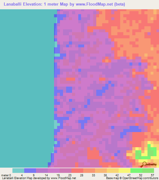 Lanaballi,Guyana Elevation Map