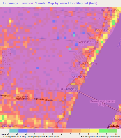 La Grange,Guyana Elevation Map