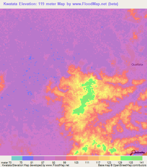 Kwatata,Guyana Elevation Map