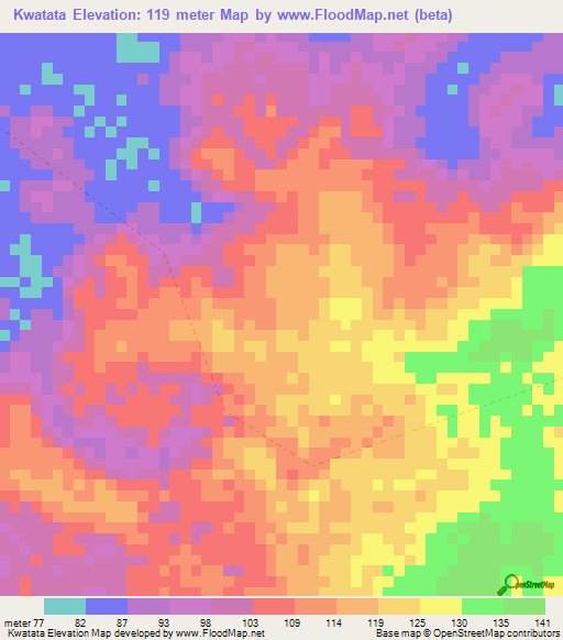 Kwatata,Guyana Elevation Map