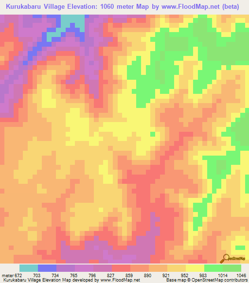 Kurukabaru Village,Guyana Elevation Map