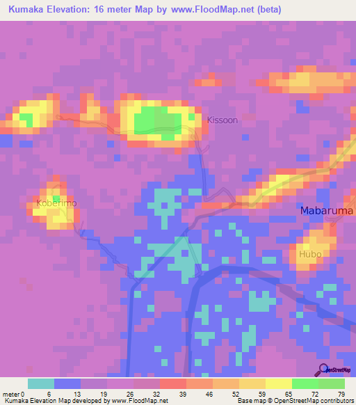 Kumaka,Guyana Elevation Map