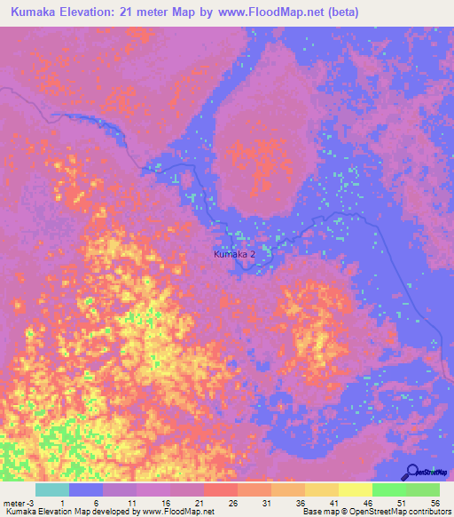 Kumaka,Guyana Elevation Map