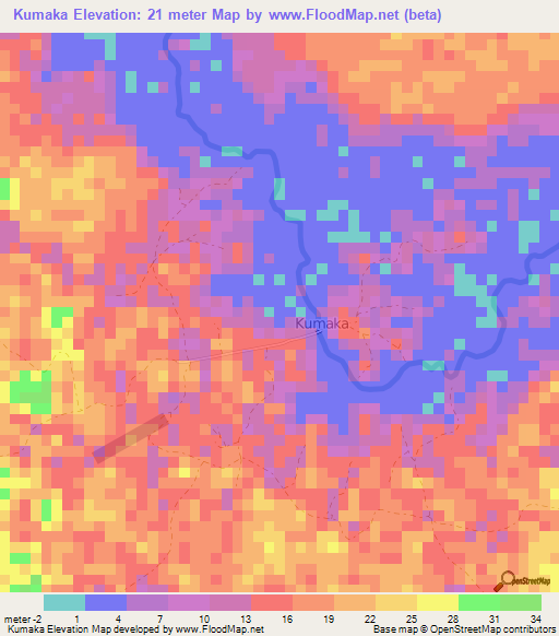 Kumaka,Guyana Elevation Map