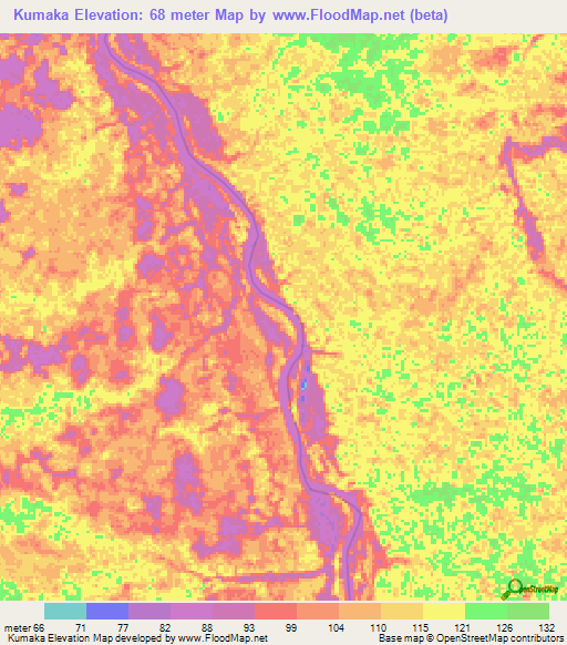 Kumaka,Guyana Elevation Map