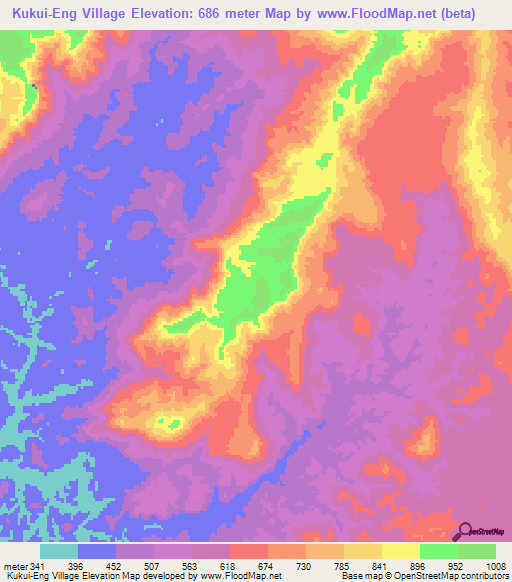 Kukui-Eng Village,Guyana Elevation Map