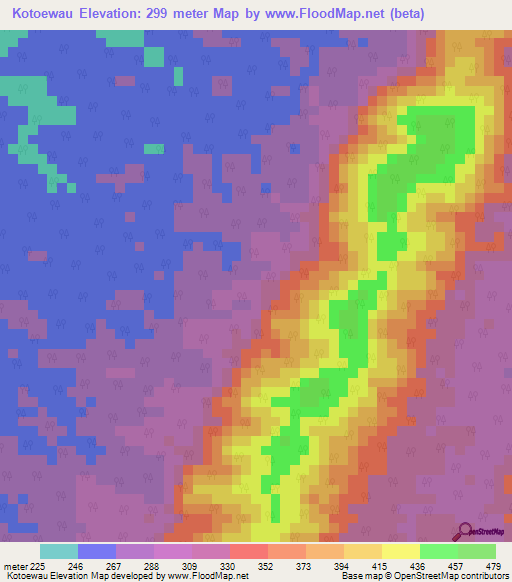 Kotoewau,Guyana Elevation Map