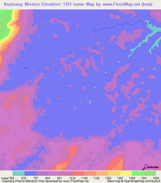 Kopinang Mission,Guyana Elevation Map