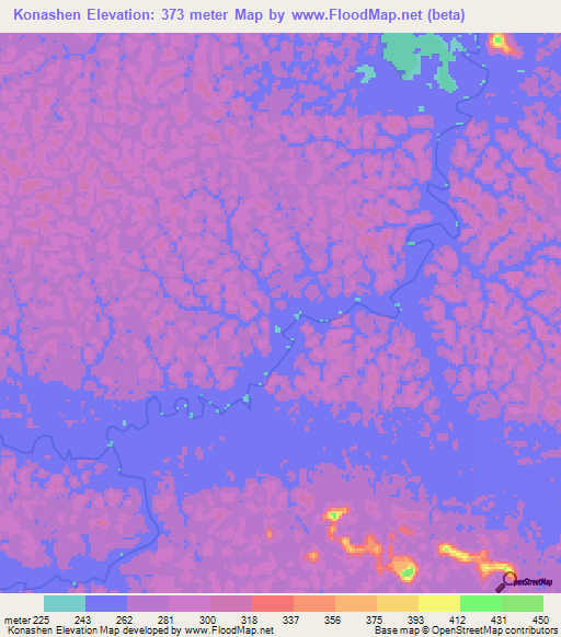 Konashen,Guyana Elevation Map