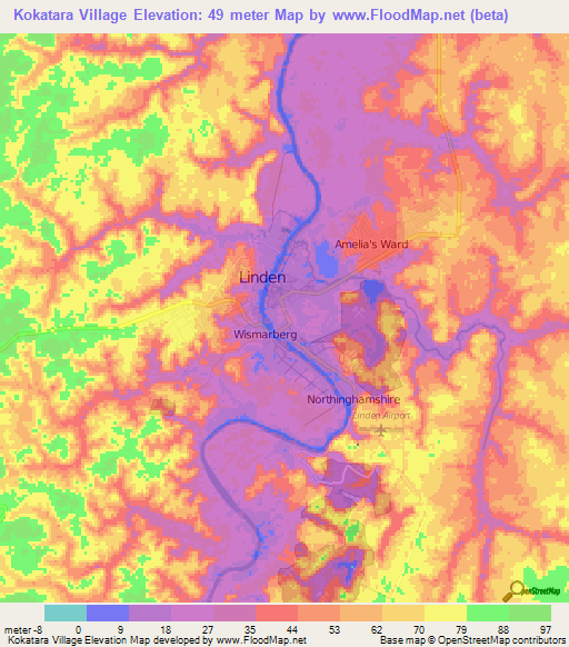 Kokatara Village,Guyana Elevation Map