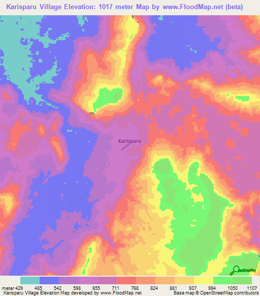 Karisparu Village,Guyana Elevation Map