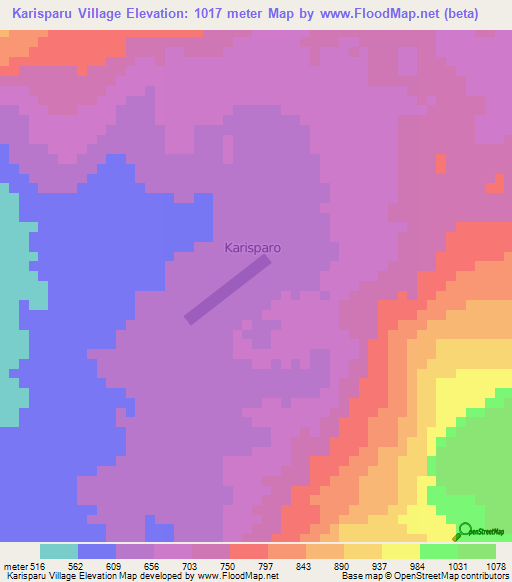 Karisparu Village,Guyana Elevation Map