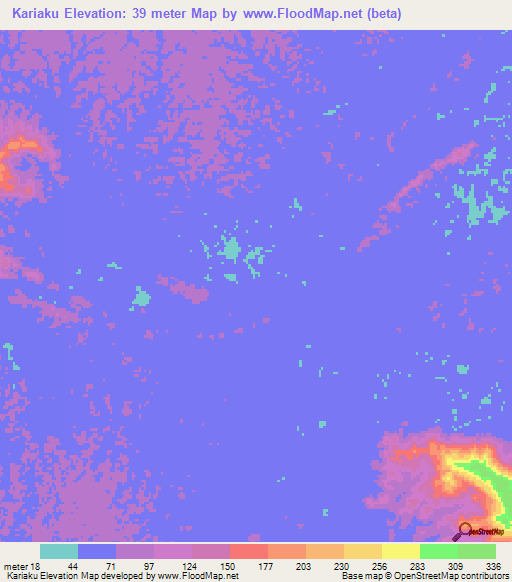 Kariaku,Guyana Elevation Map