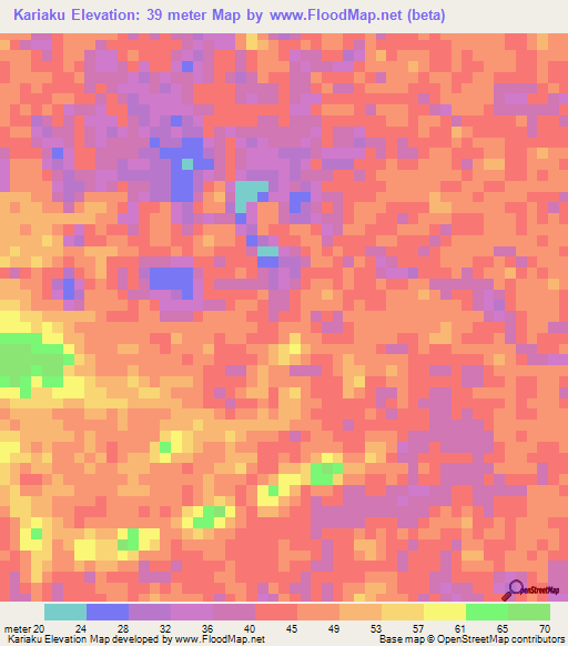 Kariaku,Guyana Elevation Map