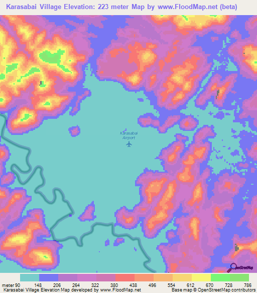 Karasabai Village,Guyana Elevation Map