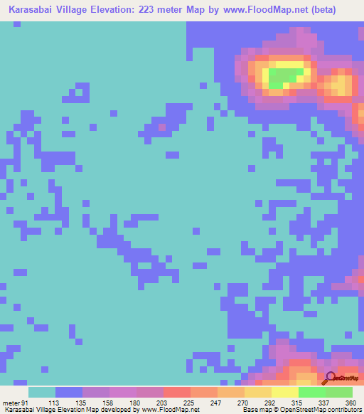 Karasabai Village,Guyana Elevation Map