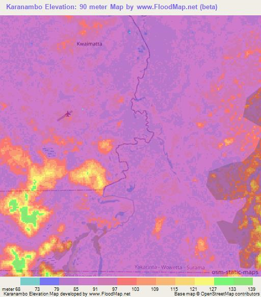 Karanambo,Guyana Elevation Map