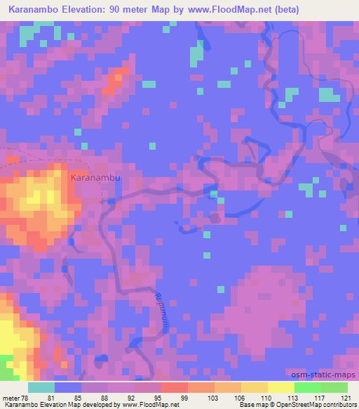 Karanambo,Guyana Elevation Map