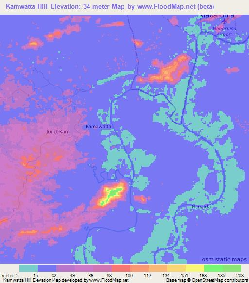 Kamwatta Hill,Guyana Elevation Map