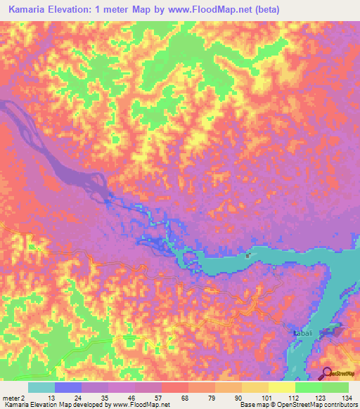 Kamaria,Guyana Elevation Map