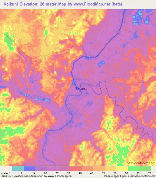 Kalkuni,Guyana Elevation Map